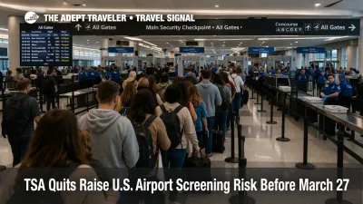 TSA shutdown airport risk at Atlanta shows long security queues and crowded screening lanes before March 27