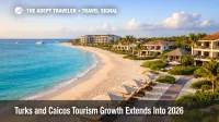 Grace Bay resort coastline in Turks and Caicos as tourism growth in 2026 adds new upscale hotel options
