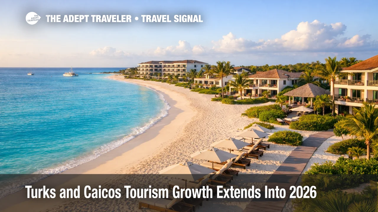 Grace Bay resort coastline in Turks and Caicos as tourism growth in 2026 adds new upscale hotel options