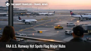 FAA runway hot spots visualized at LaGuardia, showing complex taxiways and ground traffic at a major U.S. airport
