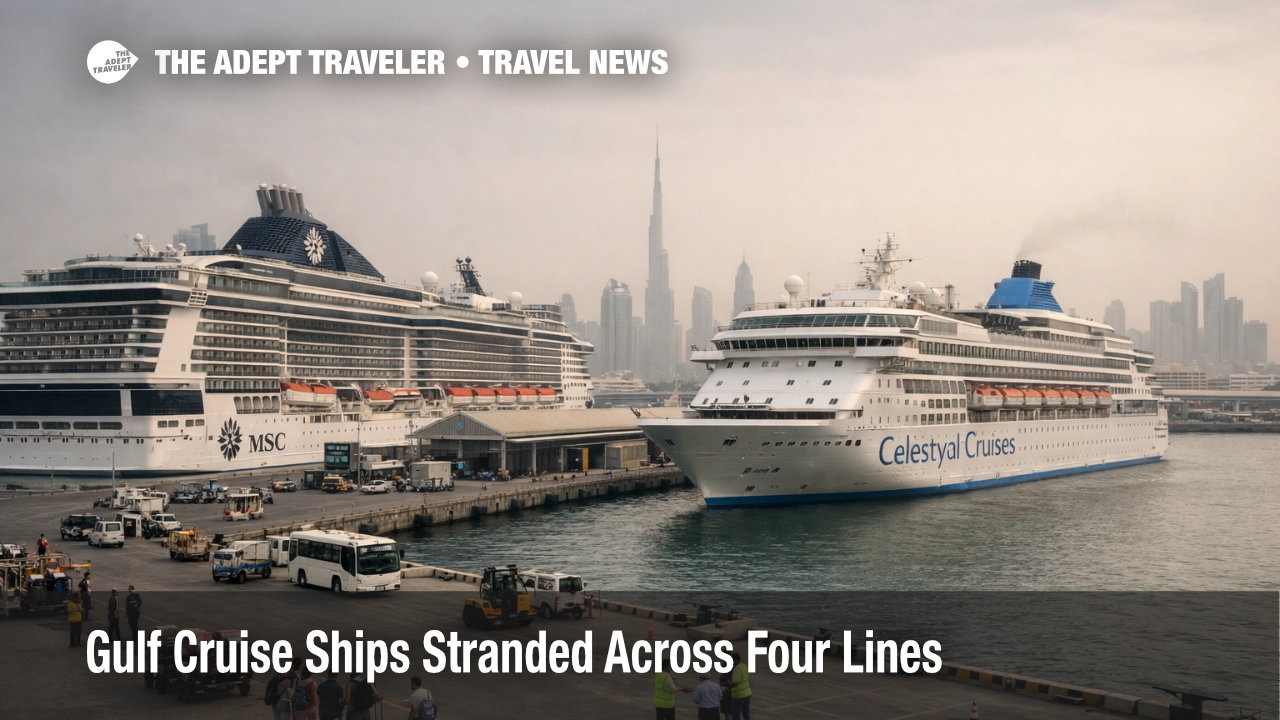 Gulf cruise ships stranded at Dubai port as multiple cruise lines face cancellations and delayed repositioning
