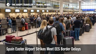 Spain Easter airport strikes show long Madrid-Barajas check in queues as border delays raise holiday travel risk