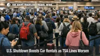 Long security lines at Atlanta airport show U.S. shutdown car rentals rising as travelers consider driving instead