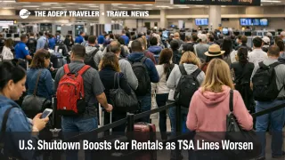 Long security lines at Atlanta airport show U.S. shutdown car rentals rising as travelers consider driving instead