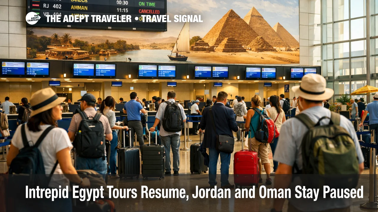 Intrepid Egypt tours restart at Cairo airport as Jordan and Oman itineraries remain paused in a split Middle East recovery