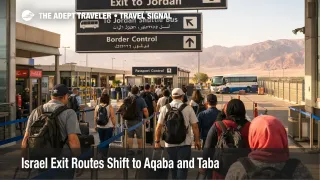 Travelers queue at Yitzhak Rabin as Israel exit routes shift from Ben Gurion flights to Jordan border transfers