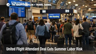 United flight attendant deal lowers summer labor risk as travelers move through a busy Chicago O'Hare gate area