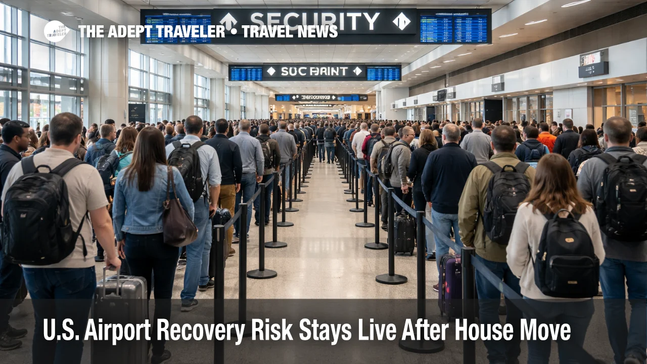 U.S. airport recovery risk at Houston IAH shows long TSA security lines as weekend checkpoint pressure stays elevated