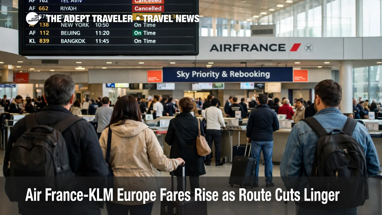 Air France-KLM fare increase pressure shown by travelers waiting at CDG as long haul rebooking options tighten