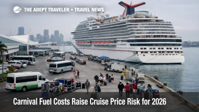 Carnival cruise price risk shown at PortMiami as travelers board a ship during rising fuel costs and tighter fly-cruise economics