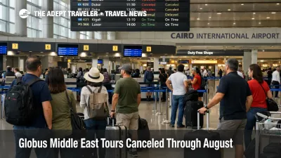 Travelers wait at Cairo airport check in as Globus Middle East tours cancellations hit Egypt summer departures