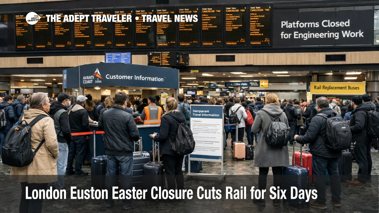 London Euston Easter closure leaves long distance rail passengers checking boards and rerouting during April works
