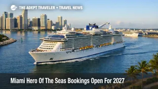 Hero of the Seas bookings image showing a Miami cruise ship departure for 2027 Caribbean family sailings from PortMiami