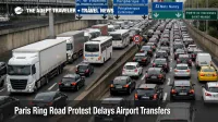 Paris ring road protest delays snarl traffic near Porte de Vincennes, slowing airport and station transfers in Paris