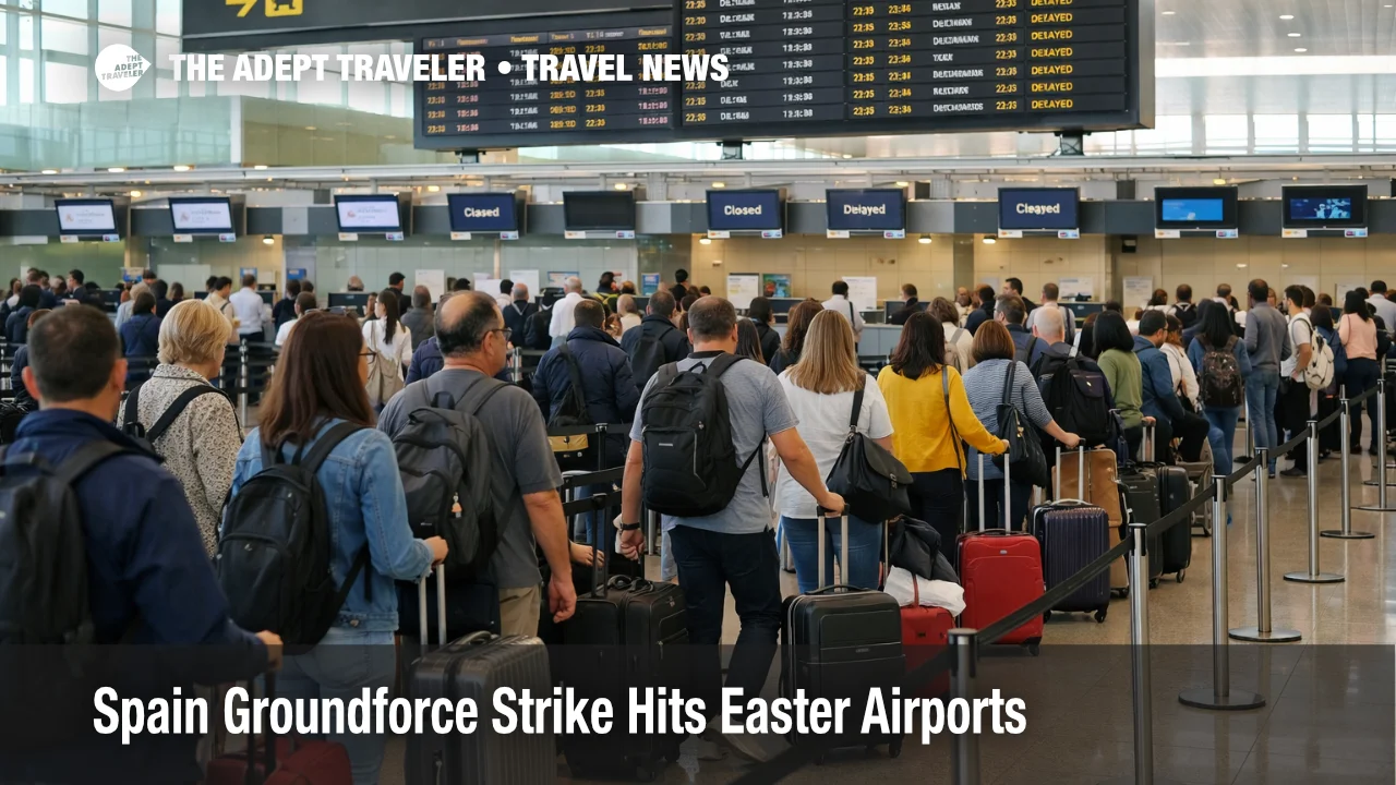 Spain Groundforce strike at Barcelona-El Prat shows check in queues and bag drop delays during Easter travel