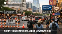 Austin festival traffic slows downtown street access as pedestrians, rideshare pickups, and closures crowd the city core