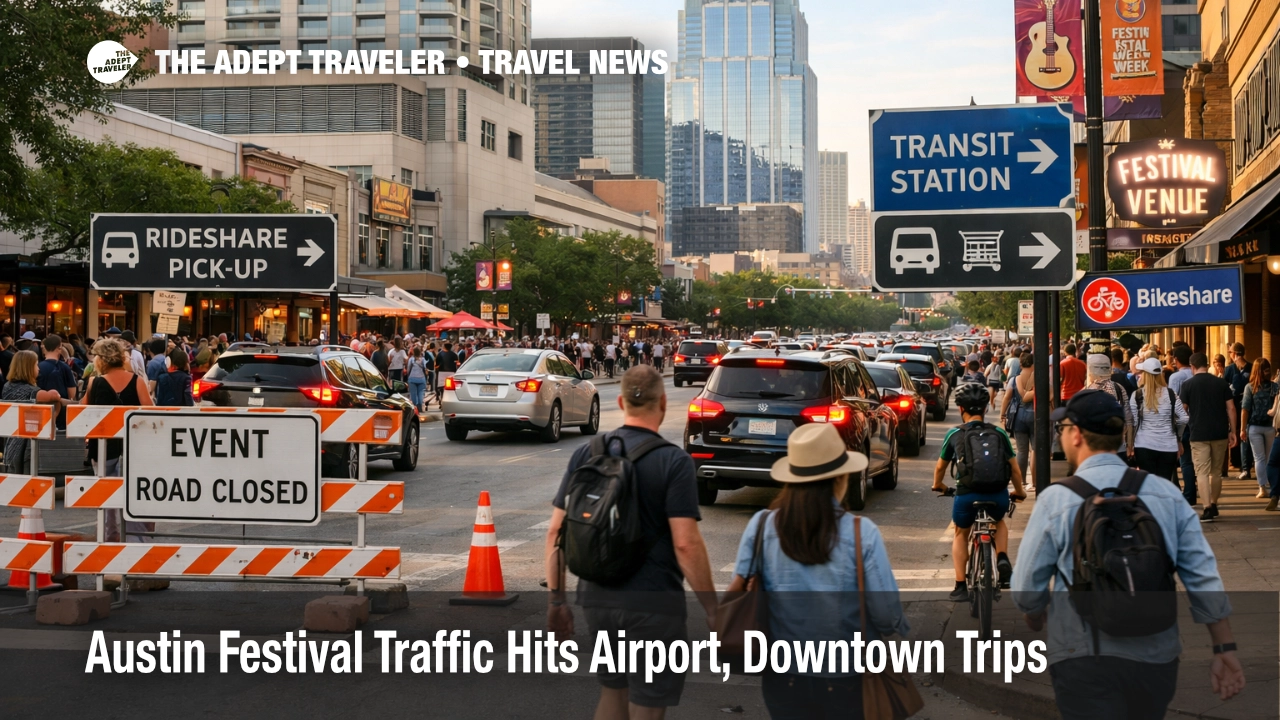 Austin festival traffic slows downtown street access as pedestrians, rideshare pickups, and closures crowd the city core