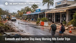 Cyclone recovery in Exmouth shows partial operations and damaged services behind the Exmouth and Onslow travel warning