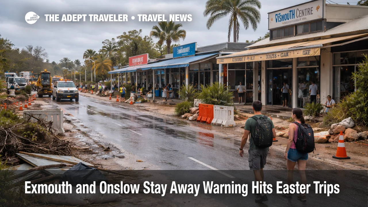 Cyclone recovery in Exmouth shows partial operations and damaged services behind the Exmouth and Onslow travel warning