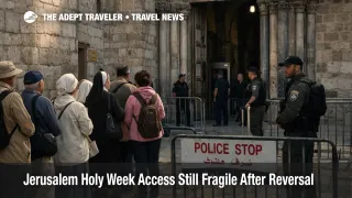 Jerusalem Holy Week access at the Church of the Holy Sepulchre shows pilgrims facing controlled entry during Easter week