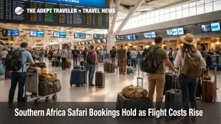 Southern Africa safari bookings pressure shown by long haul check in lines at Cape Town International Airport in 2026
