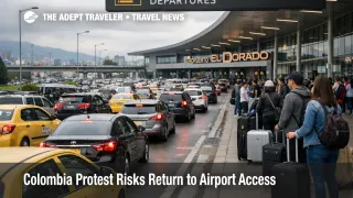 Colombia protest travel disruption slows traffic and terminal access at Bogotá El Dorado International Airport