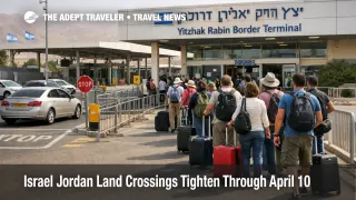 Travelers queue at Israel Jordan land crossings near Eilat as private vehicle exits to Jordan stay blocked through April 10