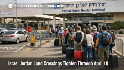 Travelers queue at Israel Jordan land crossings near Eilat as private vehicle exits to Jordan stay blocked through April 10