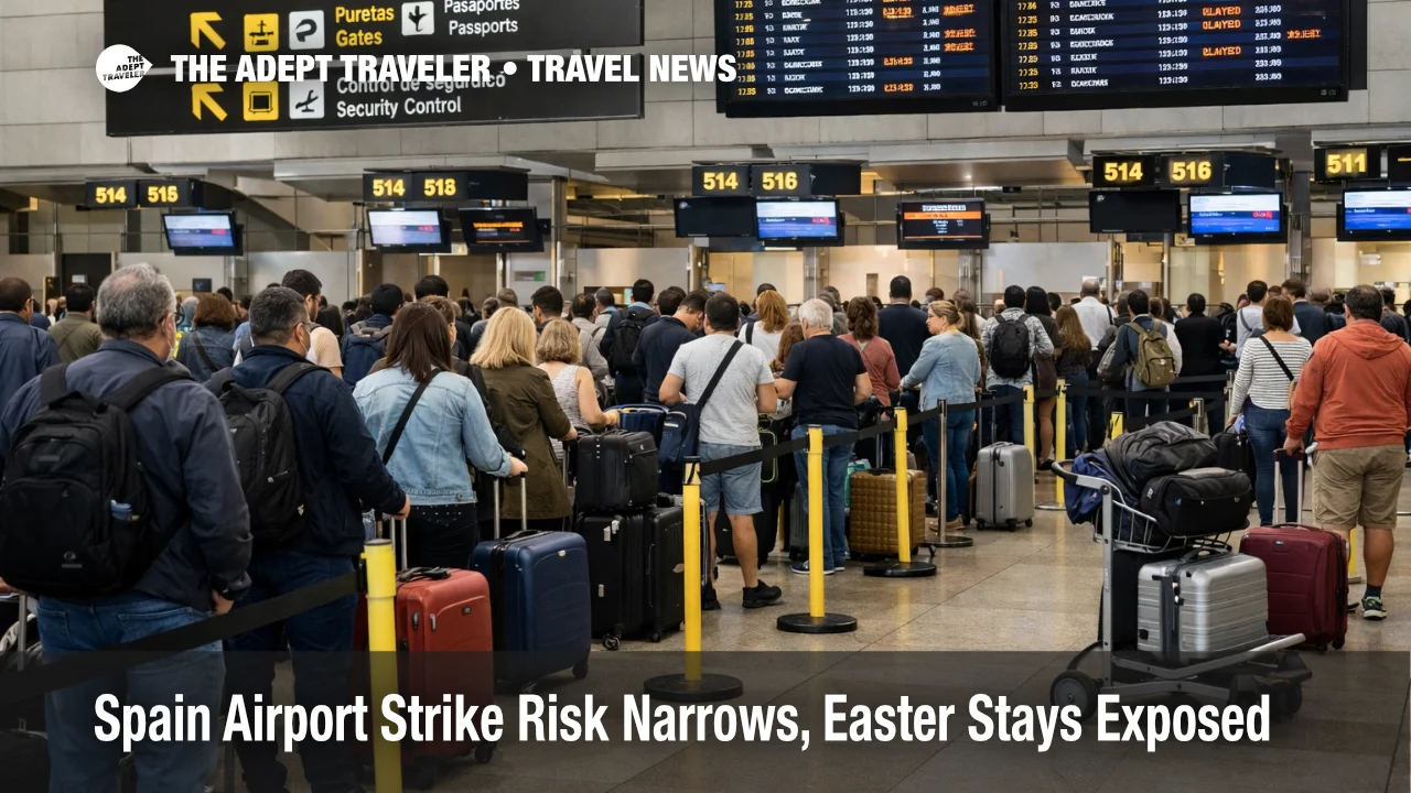 Spain airport strike risk at Madrid-Barajas shows check in queues and baggage delay pressure during Easter travel