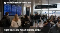 April 3 flight delays at San Francisco airport show travelers watching departure screens as disruption risk builds later today