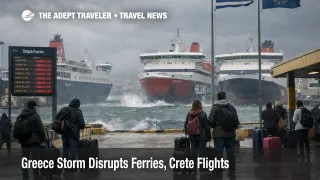 Storm disrupted ferries at Piraeus show Greece storm ferry disruptions hitting island transfers from Athens