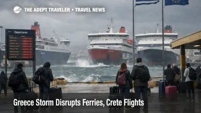 Storm disrupted ferries at Piraeus show Greece storm ferry disruptions hitting island transfers from Athens