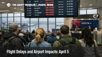 Passengers watch delay screens at LaGuardia as April 5 flight delays tighten New York airport connections