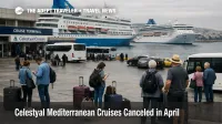 Celestyal April cruise cancellations leave travelers waiting with luggage at Piraeus as Mediterranean sailings vanish