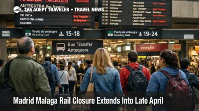 Madrid Malaga rail closure shown on Atocha station boards as travelers review canceled and rerouted April services