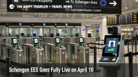 Schengen EES border checks at Frankfurt Airport show biometric lanes replacing passport stamps for non EU arrivals