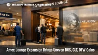 Travelers near the DFW Centurion Lounge as Amex lounge expansion plans promise more premium airport capacity