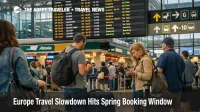 Travelers wait at Rome Fiumicino during the Europe travel slowdown as fuel costs and booking hesitation reshape spring trips