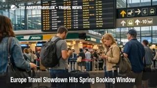 Travelers wait at Rome Fiumicino during the Europe travel slowdown as fuel costs and booking hesitation reshape spring trips