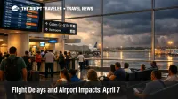 April 7 flight delays build at Miami airport as travelers watch departure boards under stormy skies