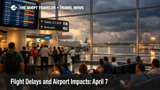April 7 flight delays build at Miami airport as travelers watch departure boards under stormy skies