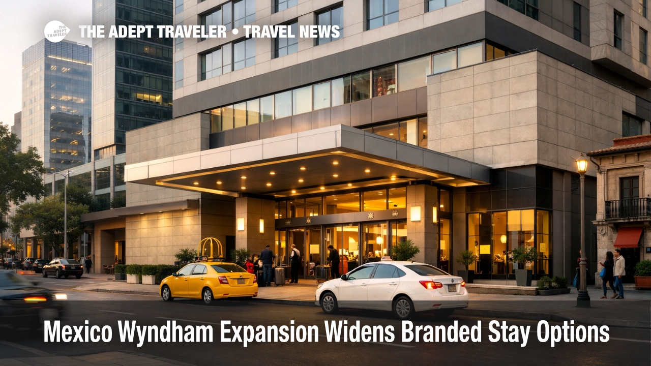 Wyndham Mexico hotel expansion shown as a modern branded hotel in Mexico City, reflecting wider city and resort stay options