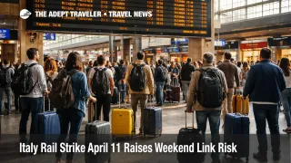 Italy rail strike April 11 shown by travelers watching delay boards at Napoli Centrale during a fragile weekend connection window