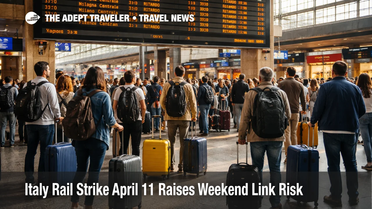 Italy rail strike April 11 shown by travelers watching delay boards at Napoli Centrale during a fragile weekend connection window