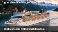 MSC Poesia Alaska refit visual shows the ship in Southeast Alaska, signaling a more wellness-focused cruise fit
