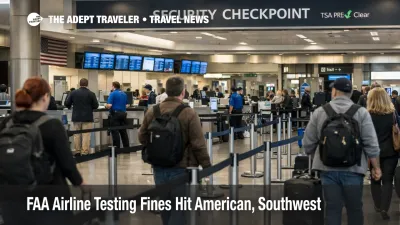 FAA airline testing fines in focus at a U.S. airport terminal as travelers move through a check in and security area