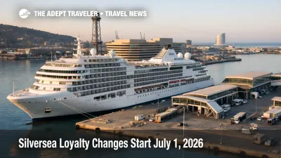 Silversea loyalty changes shown through a luxury cruise ship at Port of Barcelona before embarkation on a calm morning
