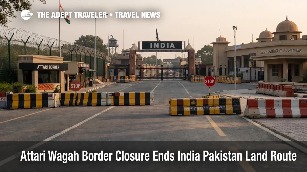 Attari Wagah border closure shown at the Punjab crossing area, where India Pakistan land travel plans no longer work