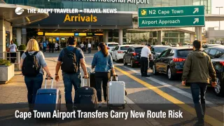 Cape Town airport transfers at CPT arrivals as travelers head to pre booked cars after a road attack warning update
