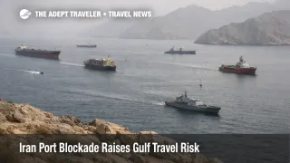 Iran port blockade risk shown by vessel traffic near the Strait of Hormuz as Gulf travel and fuel planning grows more fragile